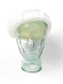 Cream Beret Vintage Knitted Crochet S/M