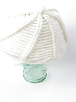 Cream Beret Vintage Knitted Crochet S/M