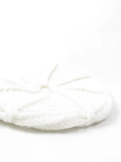 Cream Beret Vintage Knitted Crochet S/M