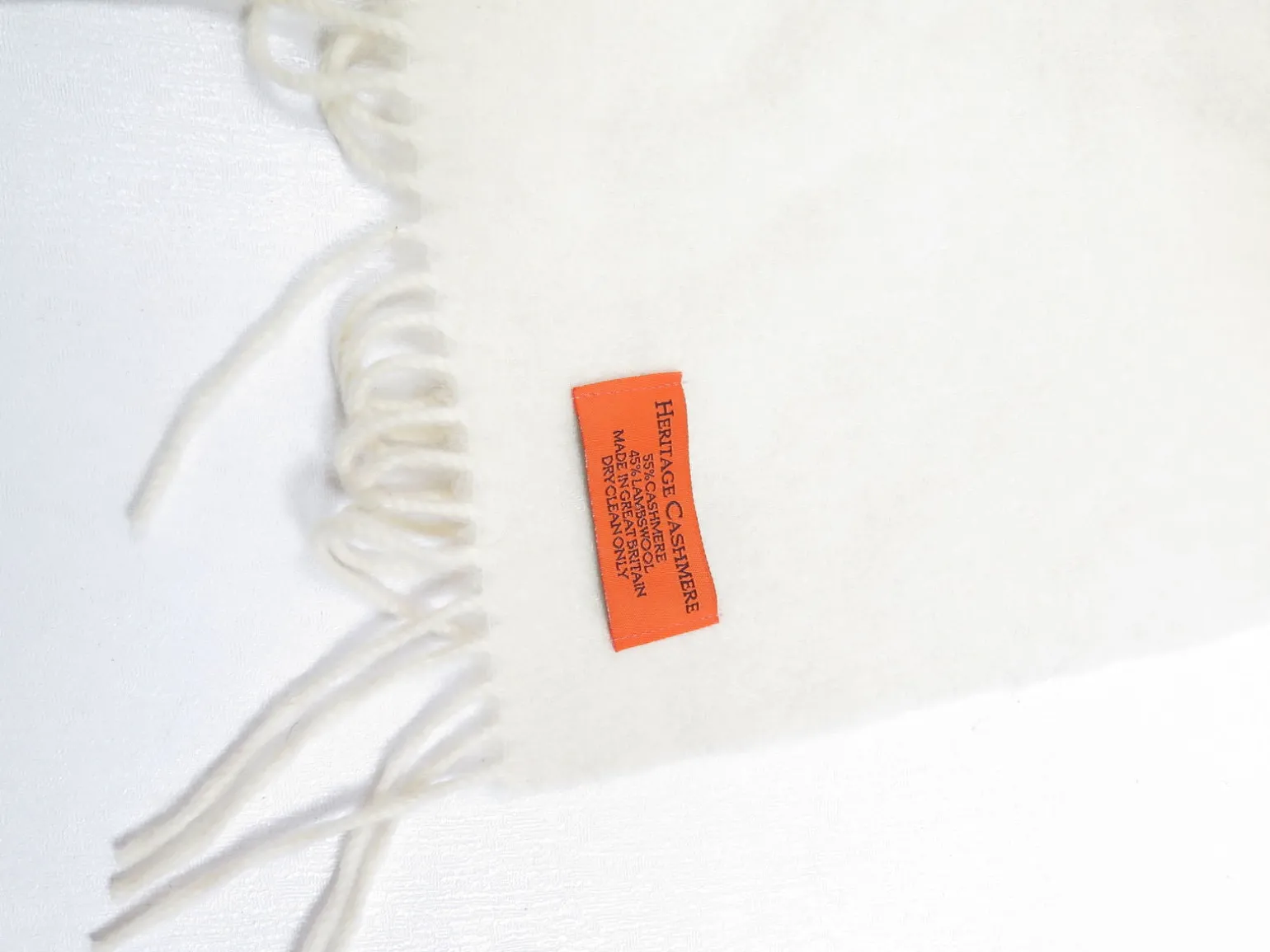 Cream Vintage Cashmere Mix Scarf
