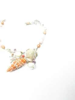 Designer Phillipe Ferrandis Shell & Semi Precious Stones Necklace