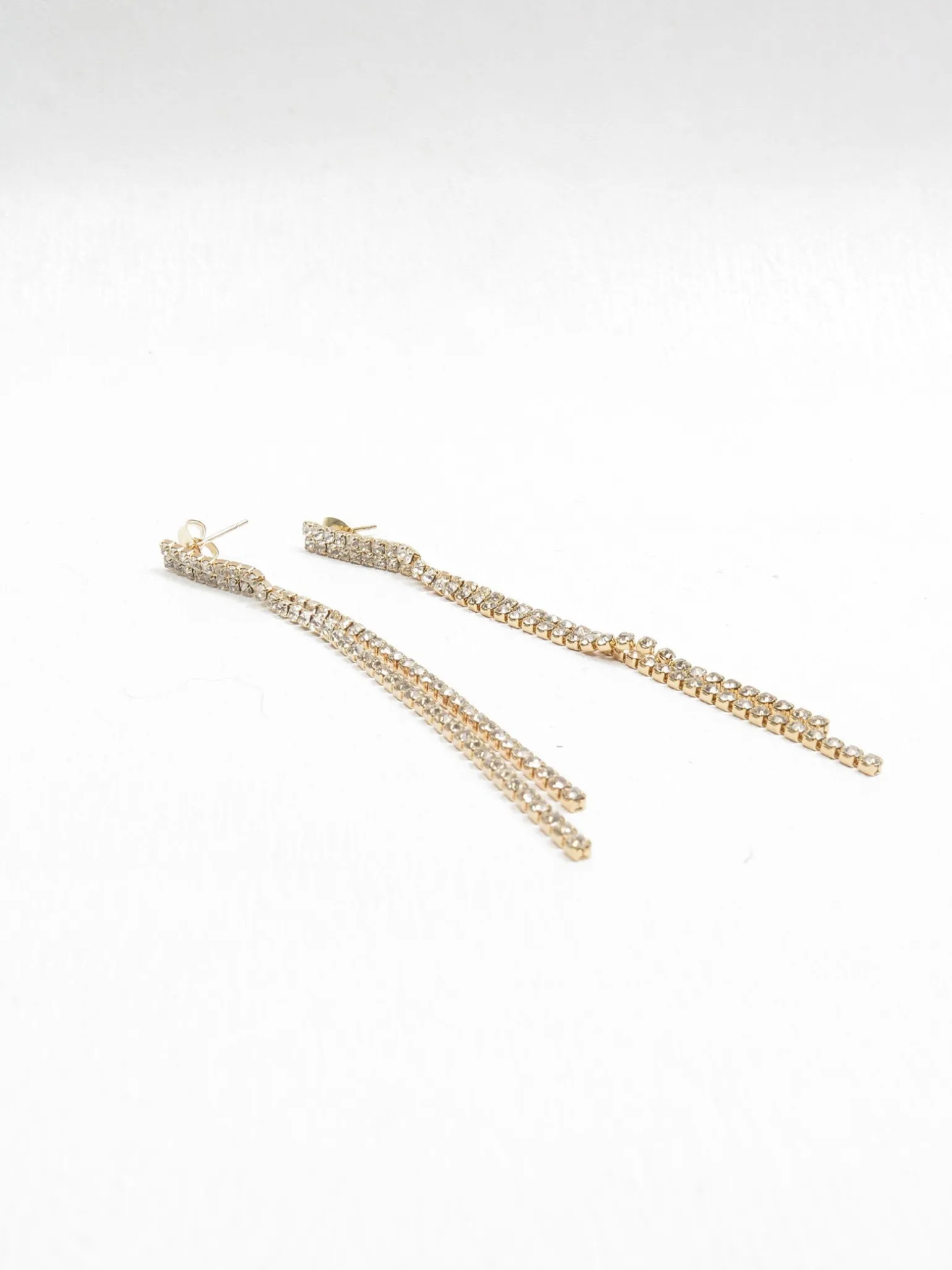 Diamanté & Gold Long Earrings New
