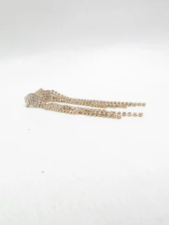 Diamante & Gold Metal Long Earrings New