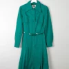 Emerald Green Wool Vintage Shirt Dress 1970s S
