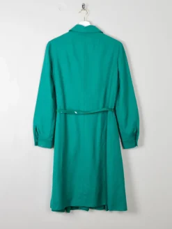 Emerald Green Wool Vintage Shirt Dress 1970s S
