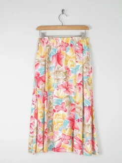 Floral Vintage Skirt With Elasticated Waist S