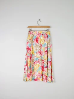 Floral Vintage Skirt With Elasticated Waist S