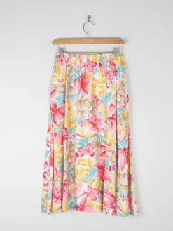 Floral Vintage Skirt With Elasticated Waist S