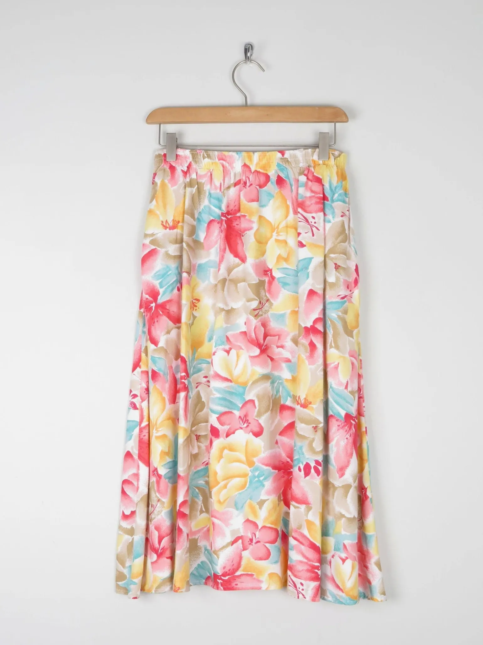 Floral Vintage Skirt With Elasticated Waist S