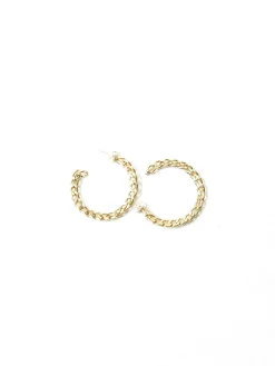 Gold Coloured Hoop Chain Style Earrings