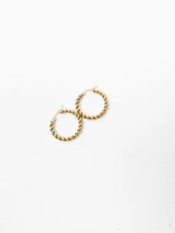 Gold Coloured Metal Twisted Hoop Earrings