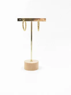 Gold Coloured Metal Twisted Hoop Earrings
