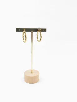 Gold Coloured Metal Twisted Hoop Earrings