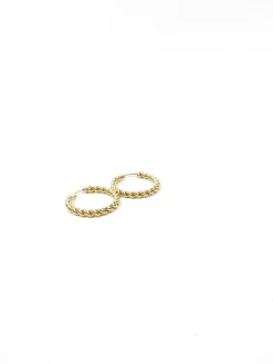 Gold Coloured Metal Twisted Hoop Earrings
