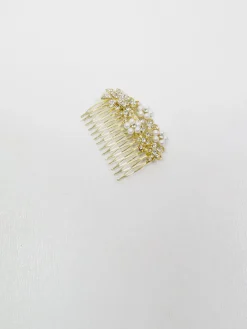 Gold Diamanté & Pearl Hair Comb