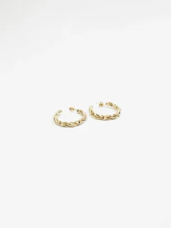 Gold Metal Hoop Earrings Twisted Design New