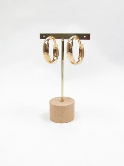 Gold Metal Wide Hoop Earrings New
