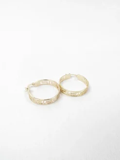 Gold Plated Hoop Earrings Greek Key Style
