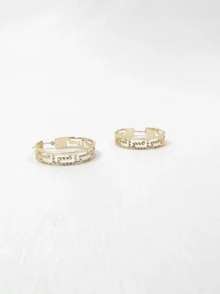 Gold Plated Hoop Earrings Greek Key Style