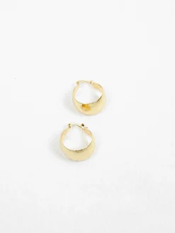 Gold Plated Wide Hoop Earrings With Greek Key Monogram