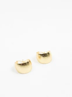 Gold Plated Wide Hoop Earrings With Greek Key Monogram