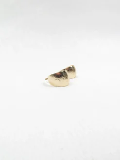 Gold Plated Wide Hoop Earrings With Greek Key Monogram