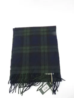 Green & Navy Tartan Check Lambswool Scarf New