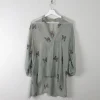 Green Silk Top With Butterfly Print M/L