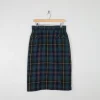 Green Tartan Wool Vintage Pencil Skirt 31" W
