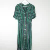 Green Vintage Embossed Fabric 1950s Dress 6/XS