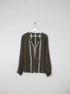Green Vintage Style Folk Blouse L