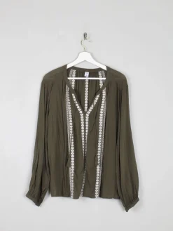 Green Vintage Style Folk Blouse L