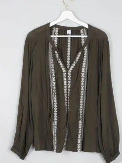 Green Vintage Style Folk Blouse L