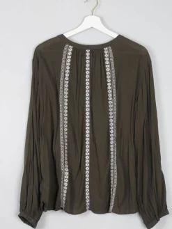 Green Vintage Style Folk Blouse L