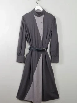 Grey Wool Vintage Panelled Dress M/L