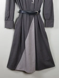 Grey Wool Vintage Panelled Dress M/L