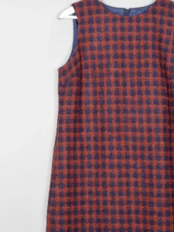 Hobbs Rust & Navy Tweed Vintage Style Dress 12