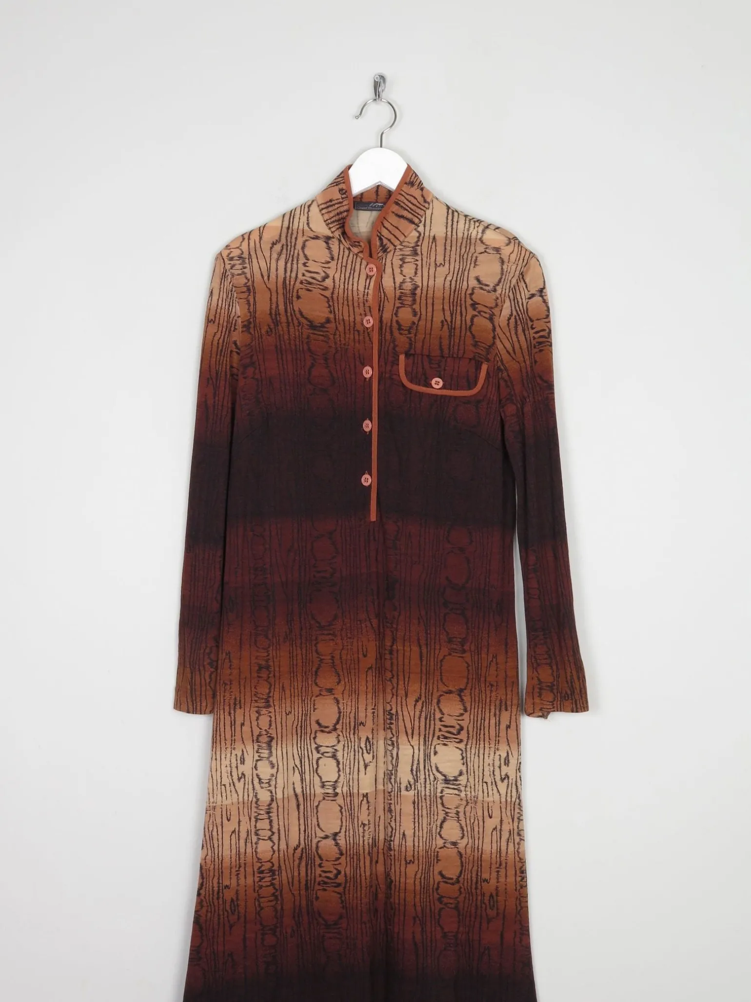 Italian Vintage 1970s Dress With Rust/ Brown Tones 8/10