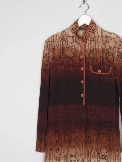 Italian Vintage 1970s Dress With Rust/ Brown Tones 8/10