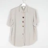 Khaki Vintage Short Sleeved Shirt Blouse S/M
