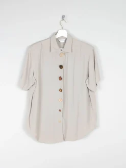 Khaki Vintage Short Sleeved Shirt Blouse S/M