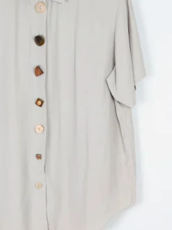 Khaki Vintage Short Sleeved Shirt Blouse S/M