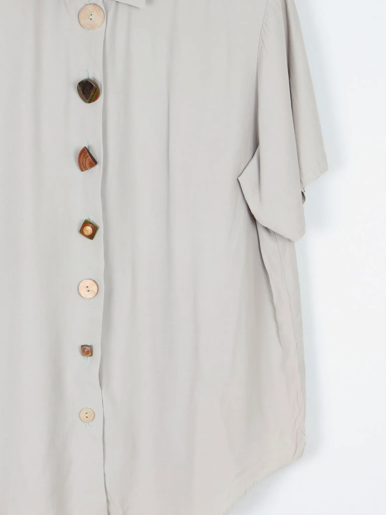 Khaki Vintage Short Sleeved Shirt Blouse S/M