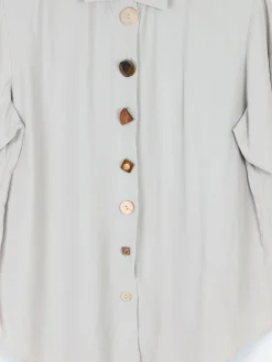 Khaki Vintage Short Sleeved Shirt Blouse S/M