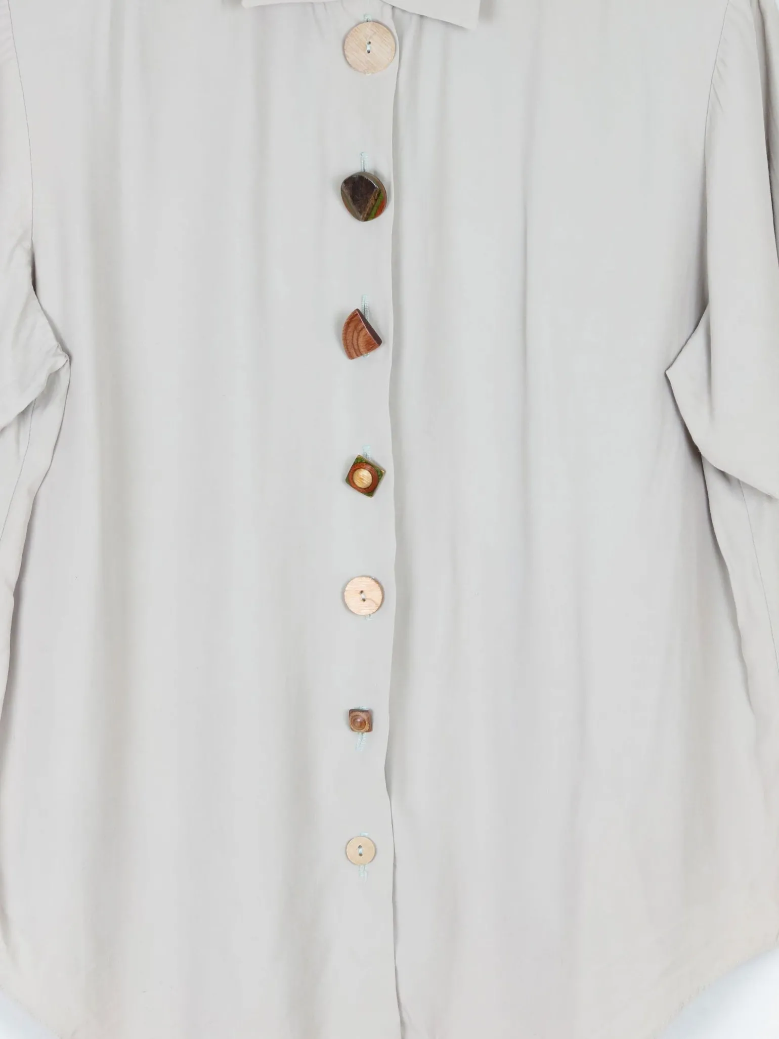 Khaki Vintage Short Sleeved Shirt Blouse S/M