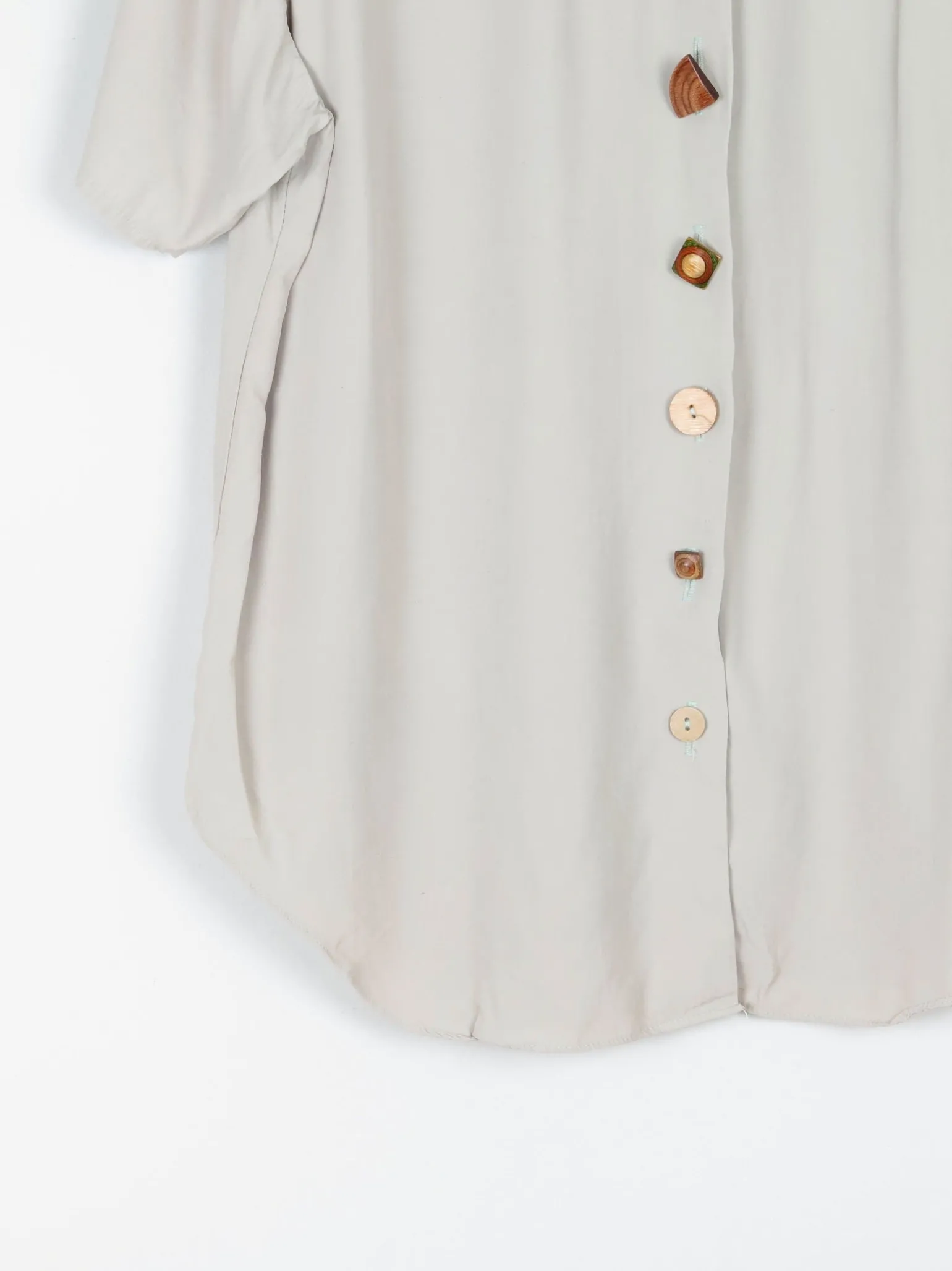 Khaki Vintage Short Sleeved Shirt Blouse S/M