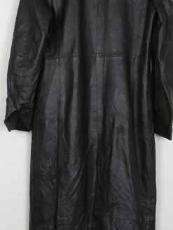 Ladies Long Black Vintage Leather Coat XS/S
