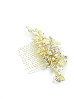 Large Gold & Diamanté Vintage Style Hair Comb