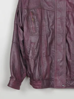 Men's Aubergine Soft Vintage Leather Bomber Jacket S/M