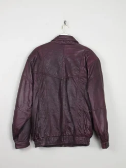 Men's Aubergine Soft Vintage Leather Bomber Jacket S/M